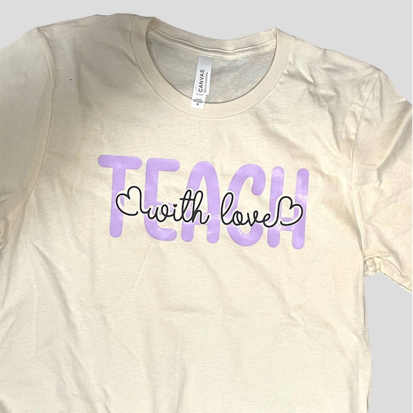 Teach With Love Custom‎ T-Shirt Unisex Medium Cotton Casual Teacher Gift NEW - Picture 2 of 7